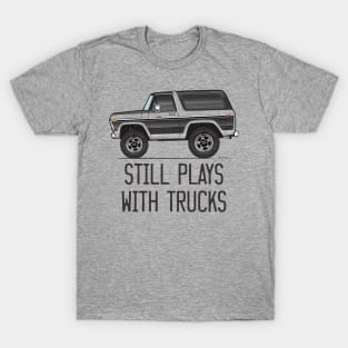 Still plays with trucks Cartoon Muticolor and Black T-Shirt